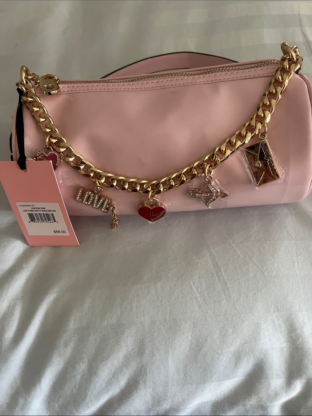 NWT! Love comes softly Pink Charm Chain Shoulder Bag